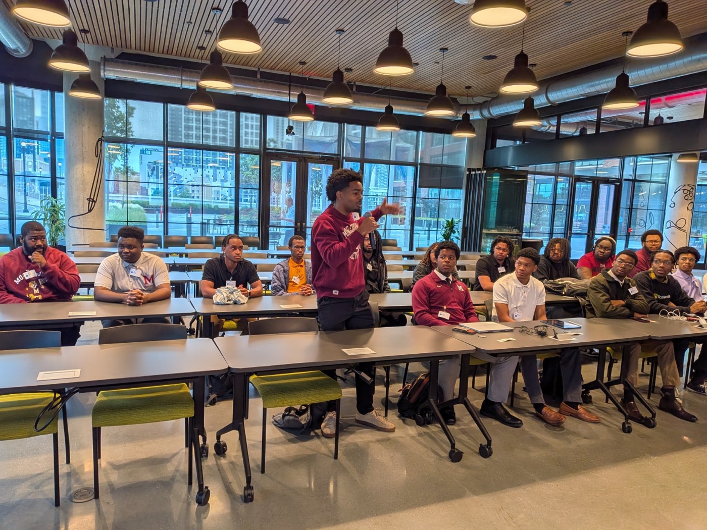 Student-led discussion during Microsoft session