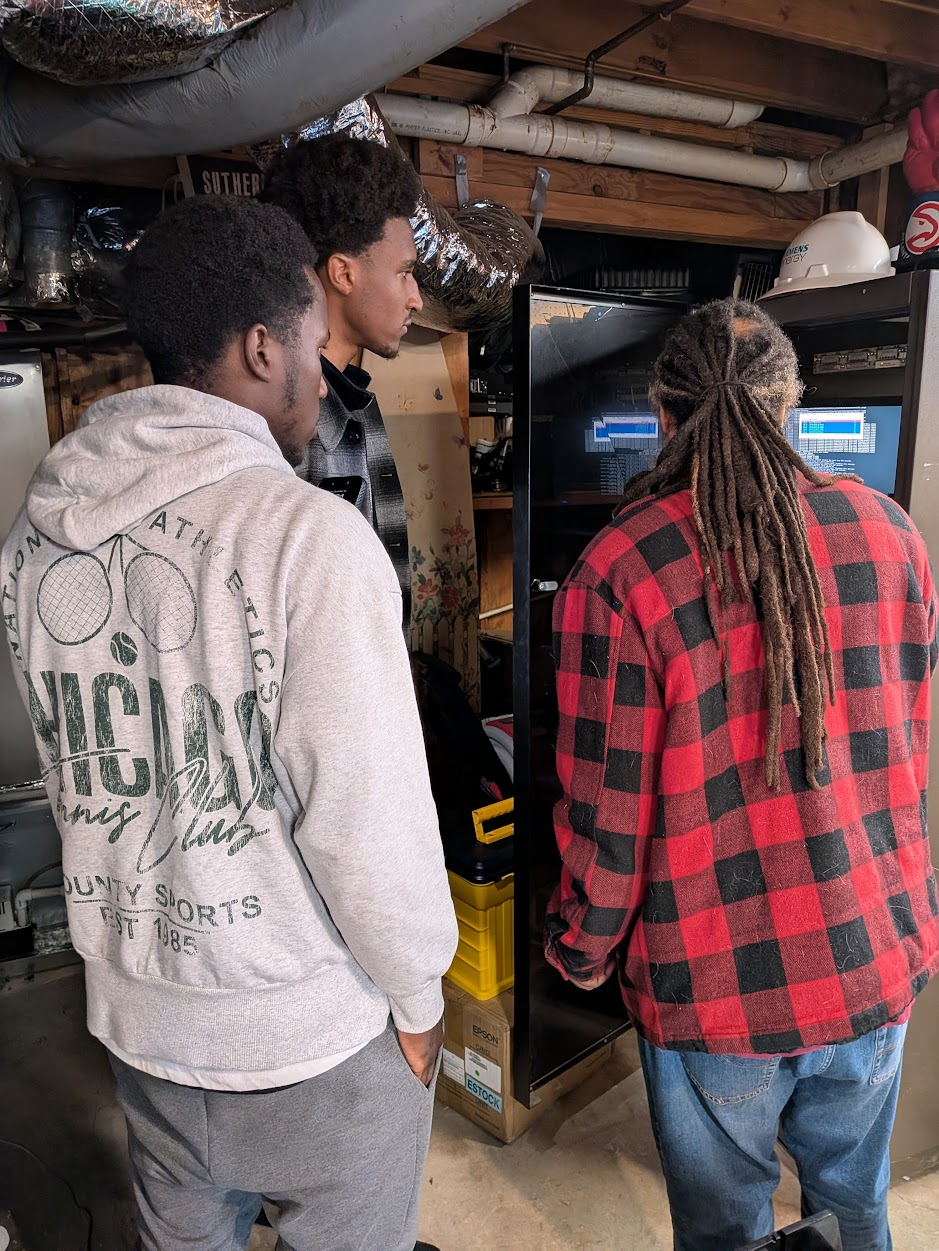 Student working on server rack